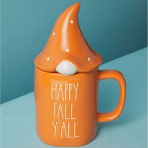 RAE DUNN 8in Ceramic Happy Fall Yall Mug With Gnome Topper
